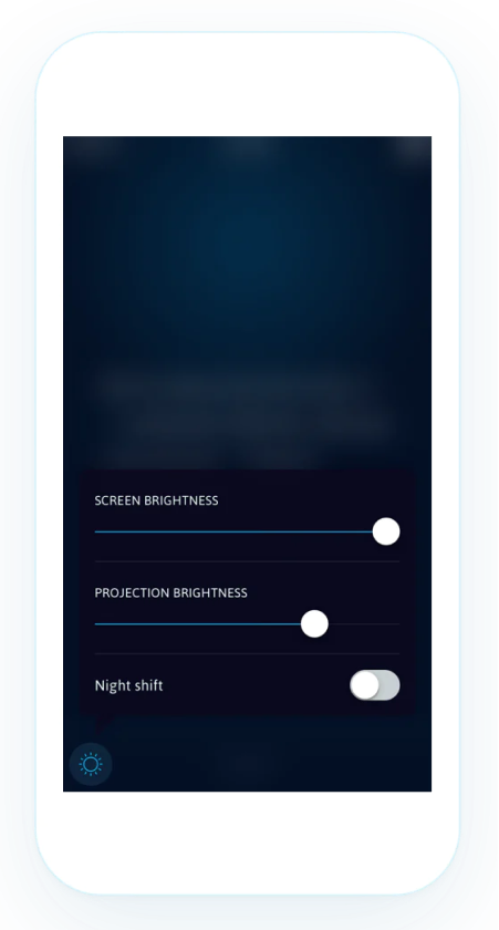 Mobile screen showing a brightness slider