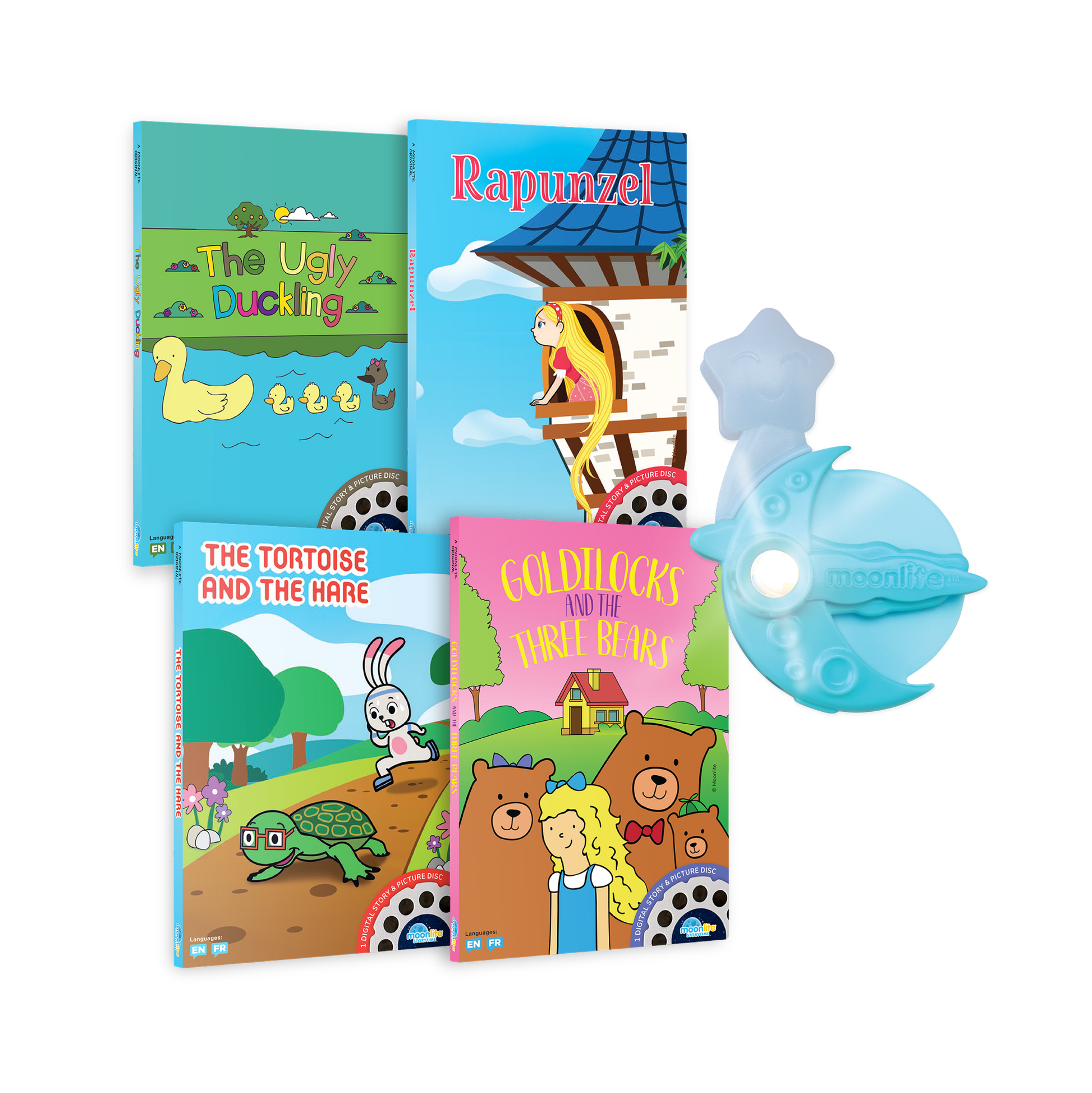 4-Story set of Fairy Tales Moonlite Single Stories. Moonlite Projector included.