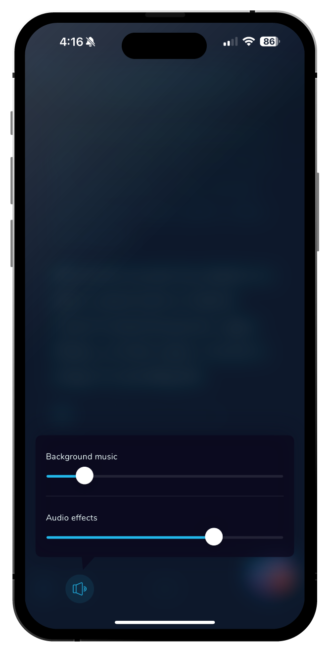 Smartphone with music control interface on a blue background