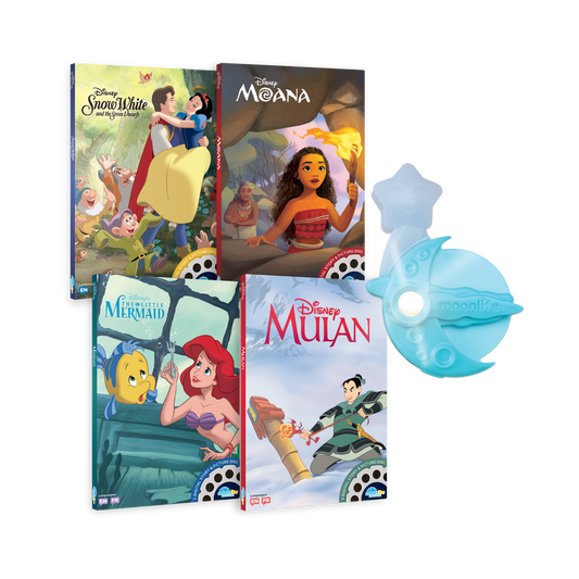4-Story set of Disney Princess Moonlite Single Stories. Moonlite Projector included.