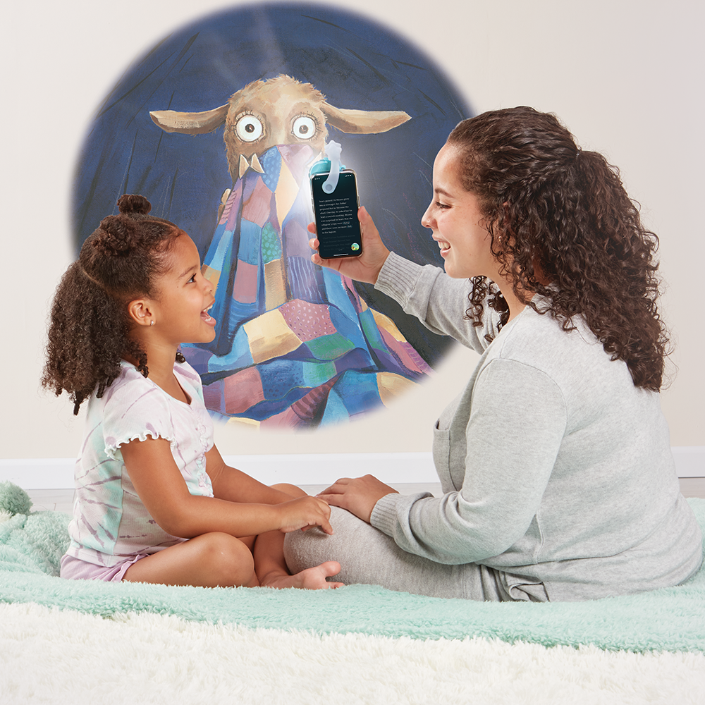Mom and daughter reading Storytime stories with Moonlite Storytime.